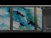 Abstract Turquoise Regalite 3-Piece Gold Framed Canvas Wall Art Low-poly 3D model_1