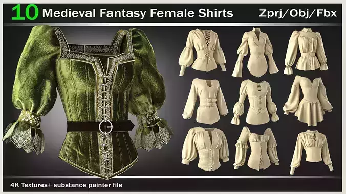 10 Medieval Fantasy Female Shirts