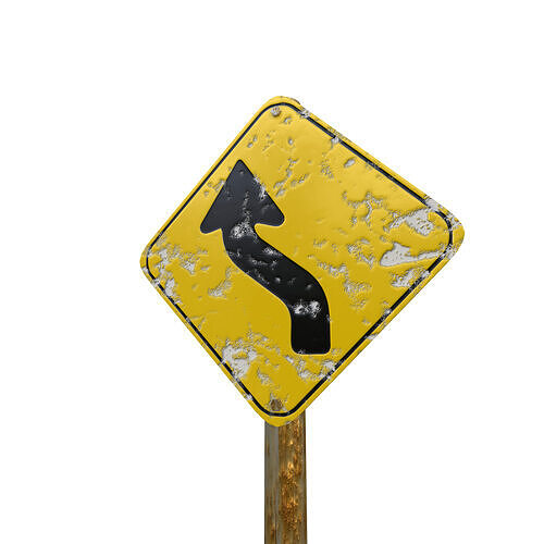 Double Curve Ahead To the Left Then To The Right Traffic Sign 3D model 3
