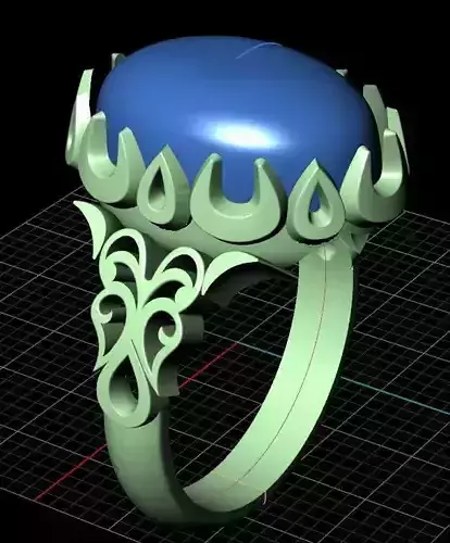 Mens Ornate Gemstone Ring 3D