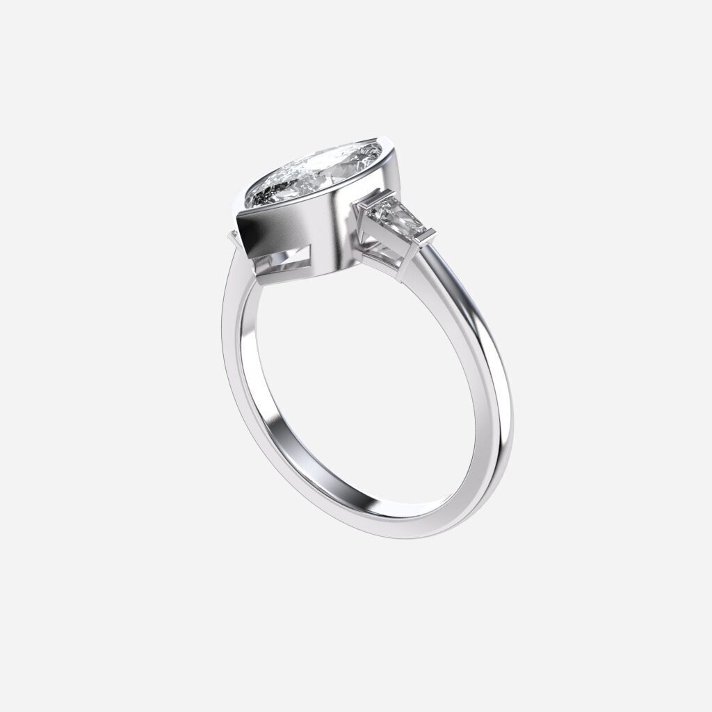 Marquise Diamond Bezel Setting Solitaire Diamond Ring 3D print model_11