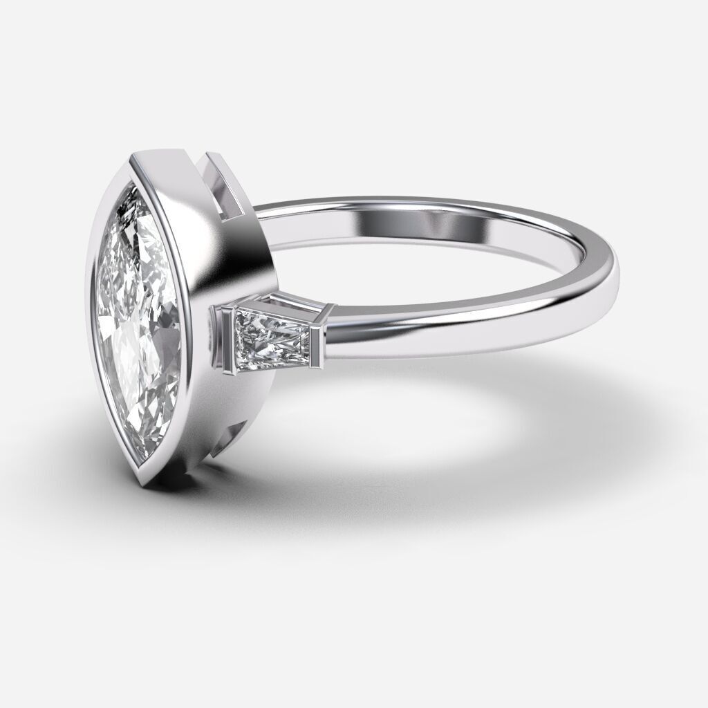 Marquise Diamond Bezel Setting Solitaire Diamond Ring 3D print model_9