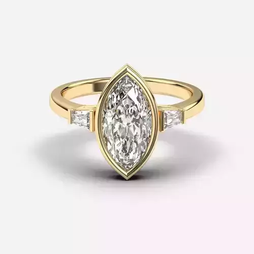 Marquise Diamond Bezel Setting Solitaire Diamond Ring