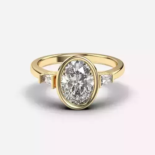 Oval Diamond Bezel Setting Solitaire Diamond Ring