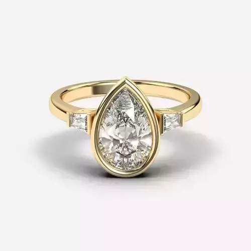 Pear Diamond Bezel Setting Solitaire Diamond Ring