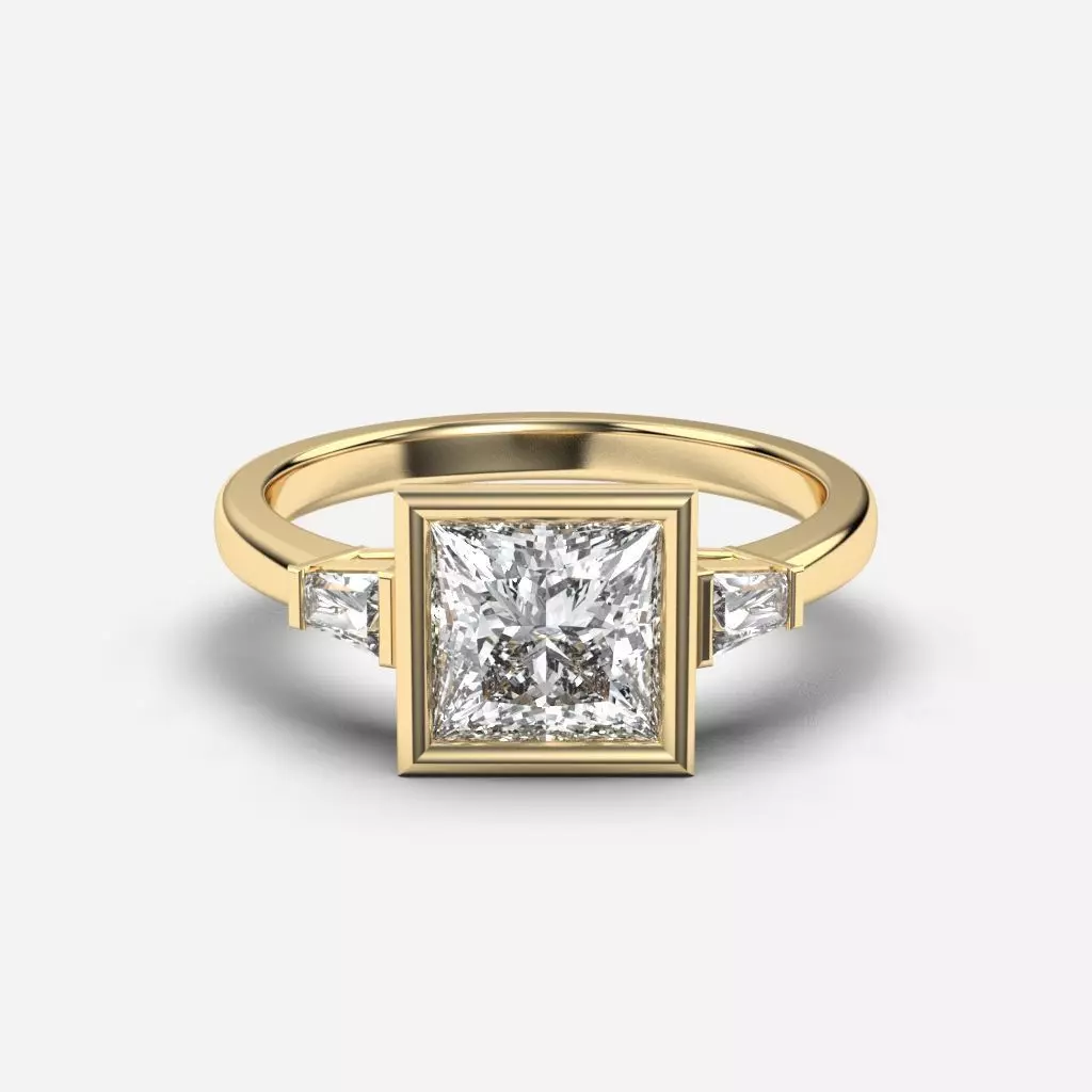 Princess Diamond Bezel Setting Solitaire Diamond Ring 3D print model