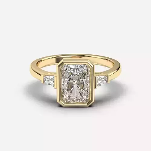 Radiant Diamond Bezel Setting Solitaire Diamond Ring