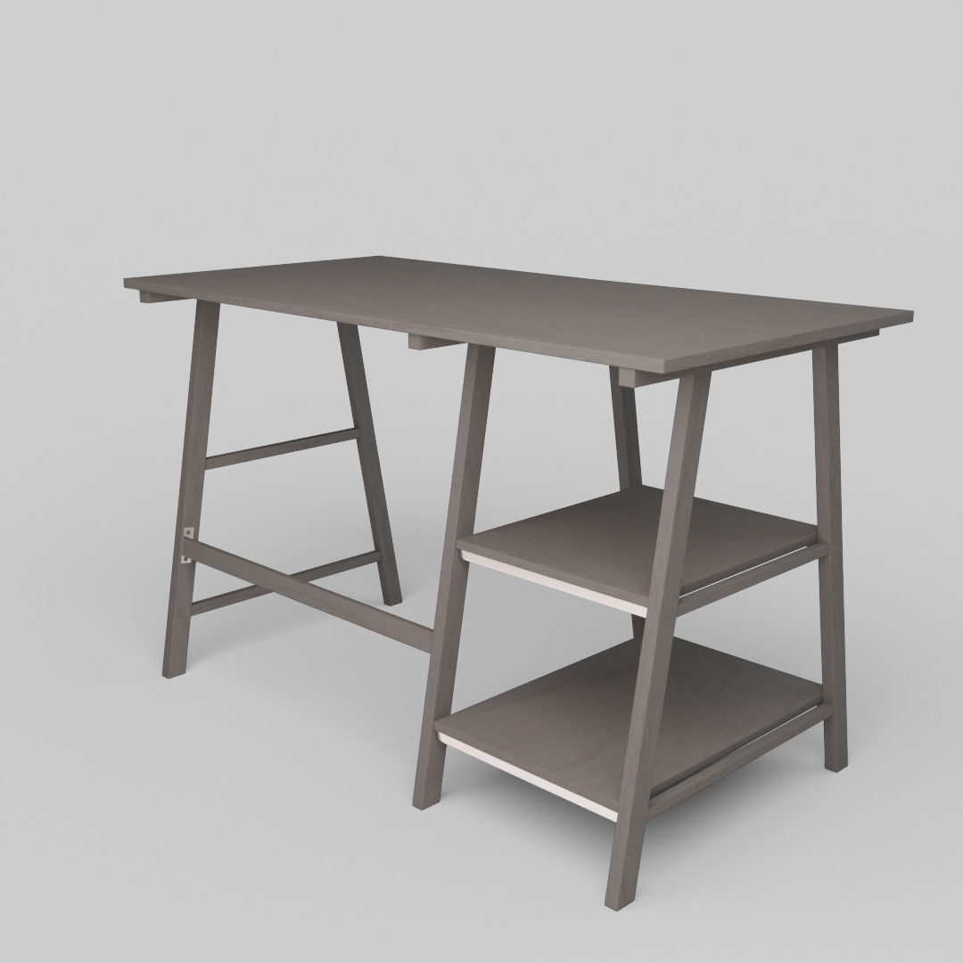 Computer Table with Shelf Home Office Writing Desk Study Work 3D model_9