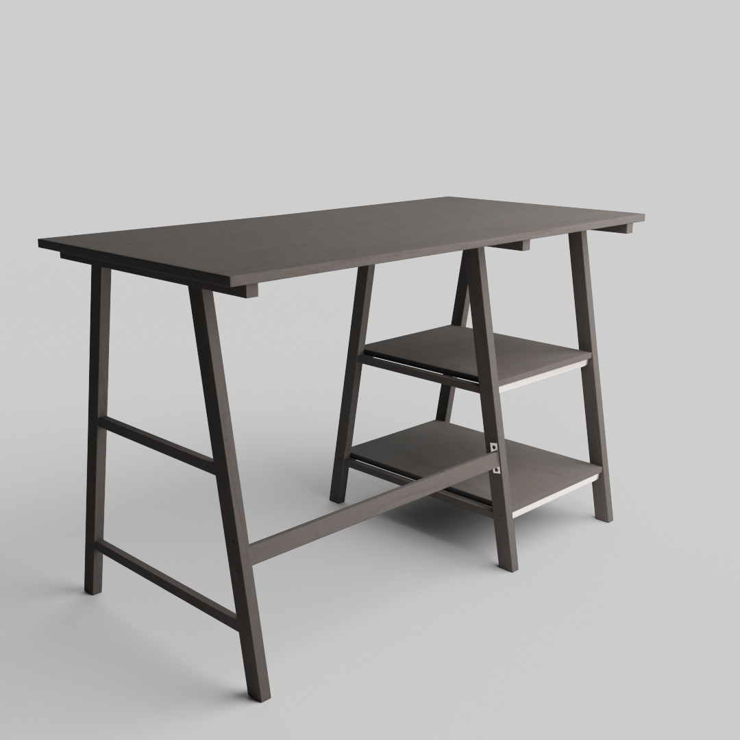 Computer Table with Shelf Home Office Writing Desk Study Work 3D model_7