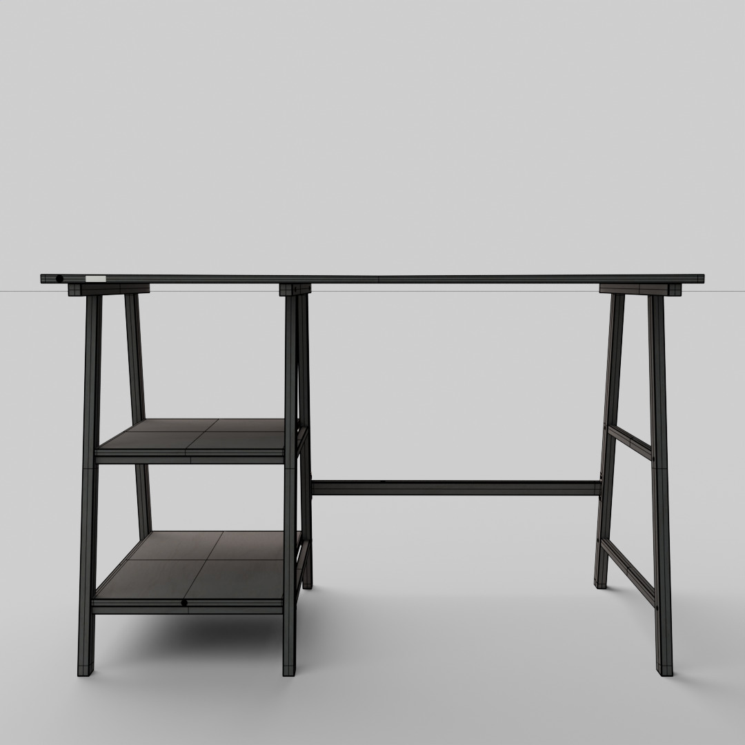 Computer Table with Shelf Home Office Writing Desk Study Work 3D model_3