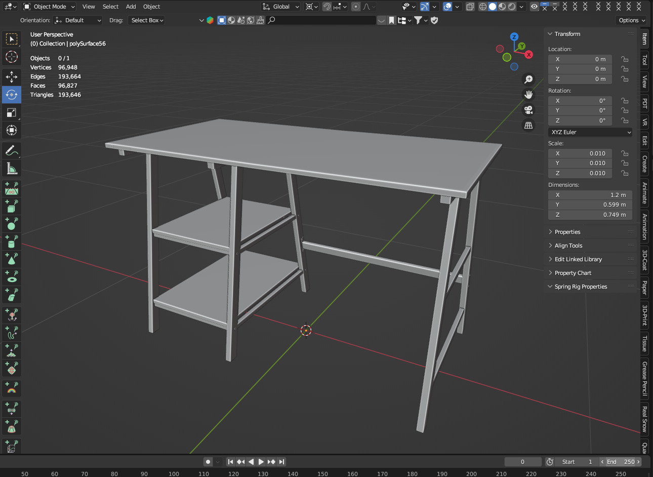 Computer Table with Shelf Home Office Writing Desk Study Work 3D model_13