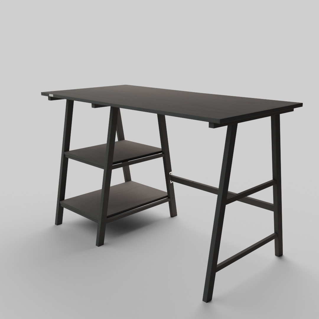 Computer Table with Shelf Home Office Writing Desk Study Work 3D model_5