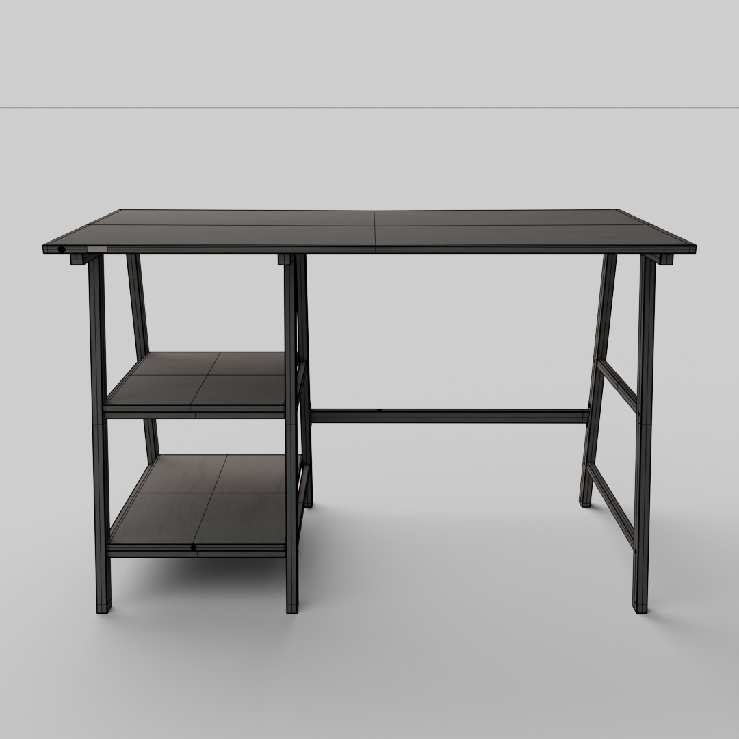 Computer Table with Shelf Home Office Writing Desk Study Work 3D model_1