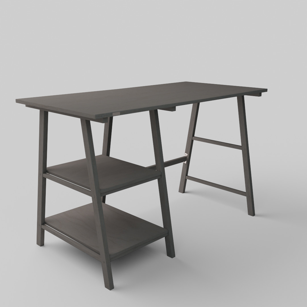 Computer Table with Shelf Home Office Writing Desk Study Work 3D model_11