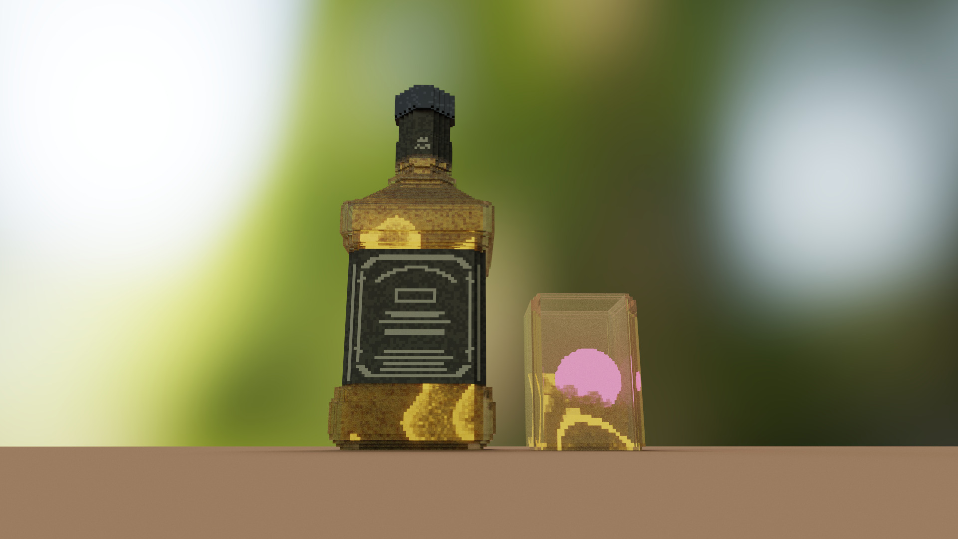 Voxel Whiskey Set MagicaVoxel Vox Fbx Qb Glb Ply Low-poly 3D model_5
