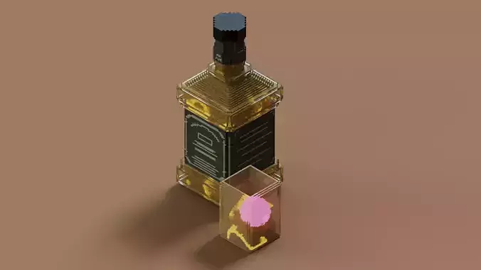 Voxel Whiskey Set MagicaVoxel Vox Fbx Qb Glb Ply Low-poly 3D model