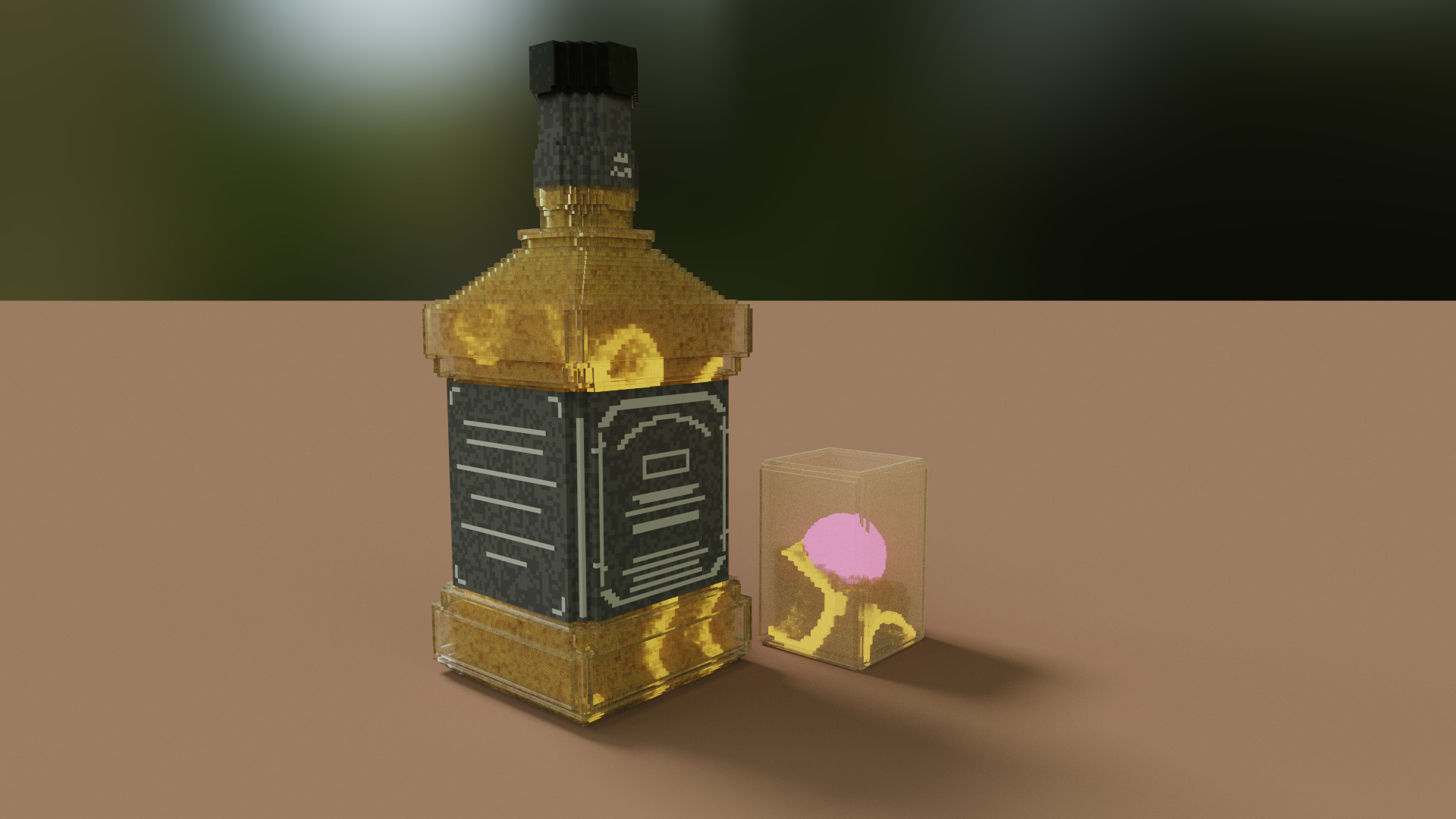 Voxel Whiskey Set MagicaVoxel Vox Fbx Qb Glb Ply Low-poly 3D model_2