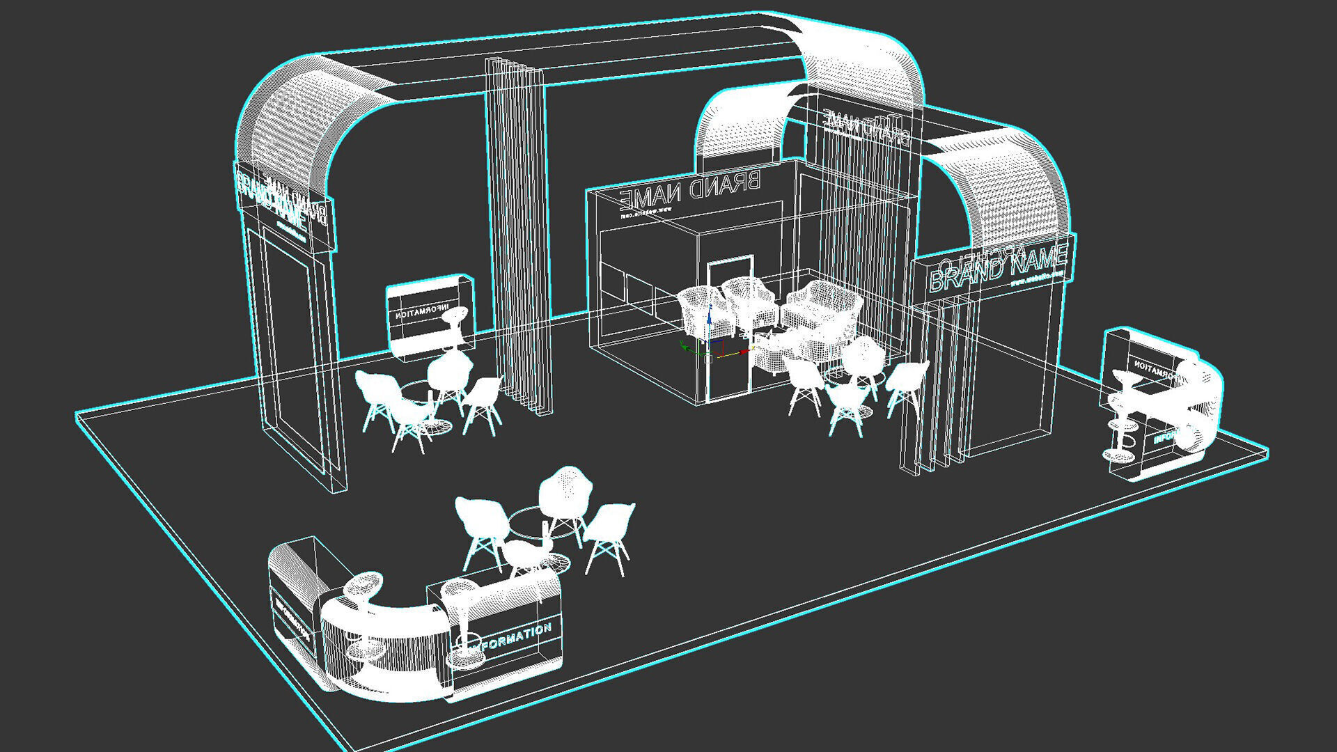 exhibition booth stand 3d model 3D model_8