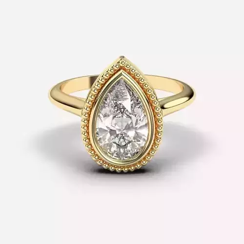 Pear Diamond Bezel Setting Solitaire Diamond Ring