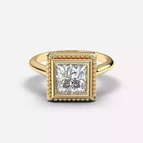 Princess Diamond Bezel Setting Solitaire Diamond Ring