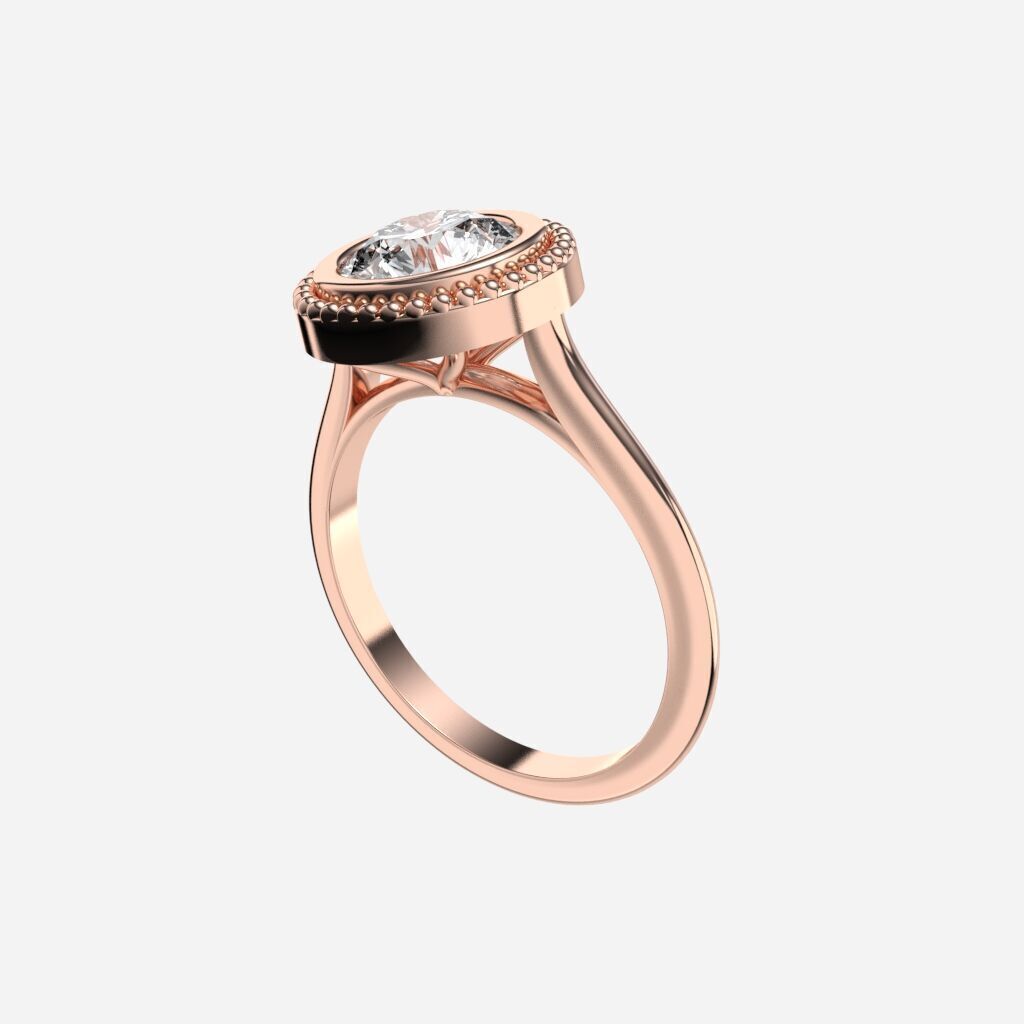 Round Diamond Bezel Setting Solitaire Diamond Ring 3D print model_7