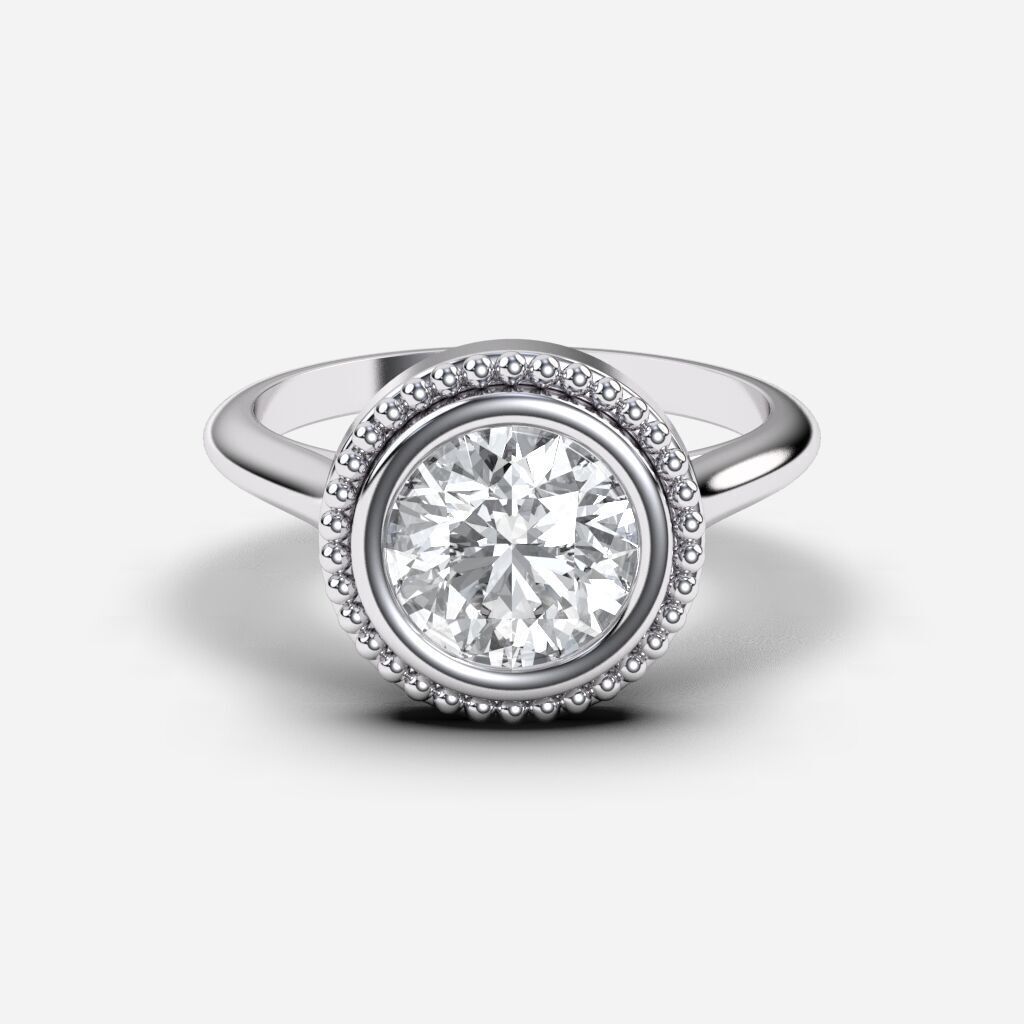 Round Diamond Bezel Setting Solitaire Diamond Ring 3D print model_8