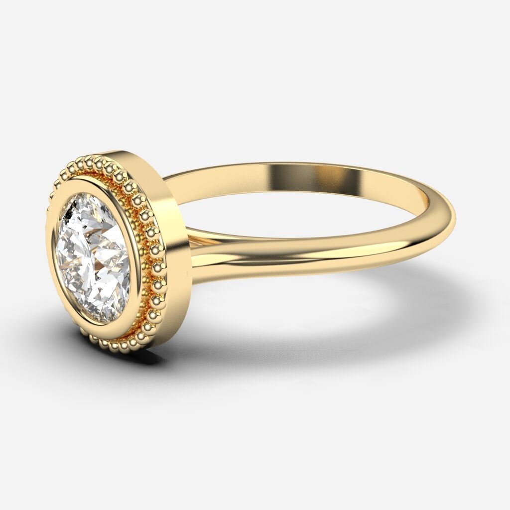 Round Diamond Bezel Setting Solitaire Diamond Ring 3D print model_1