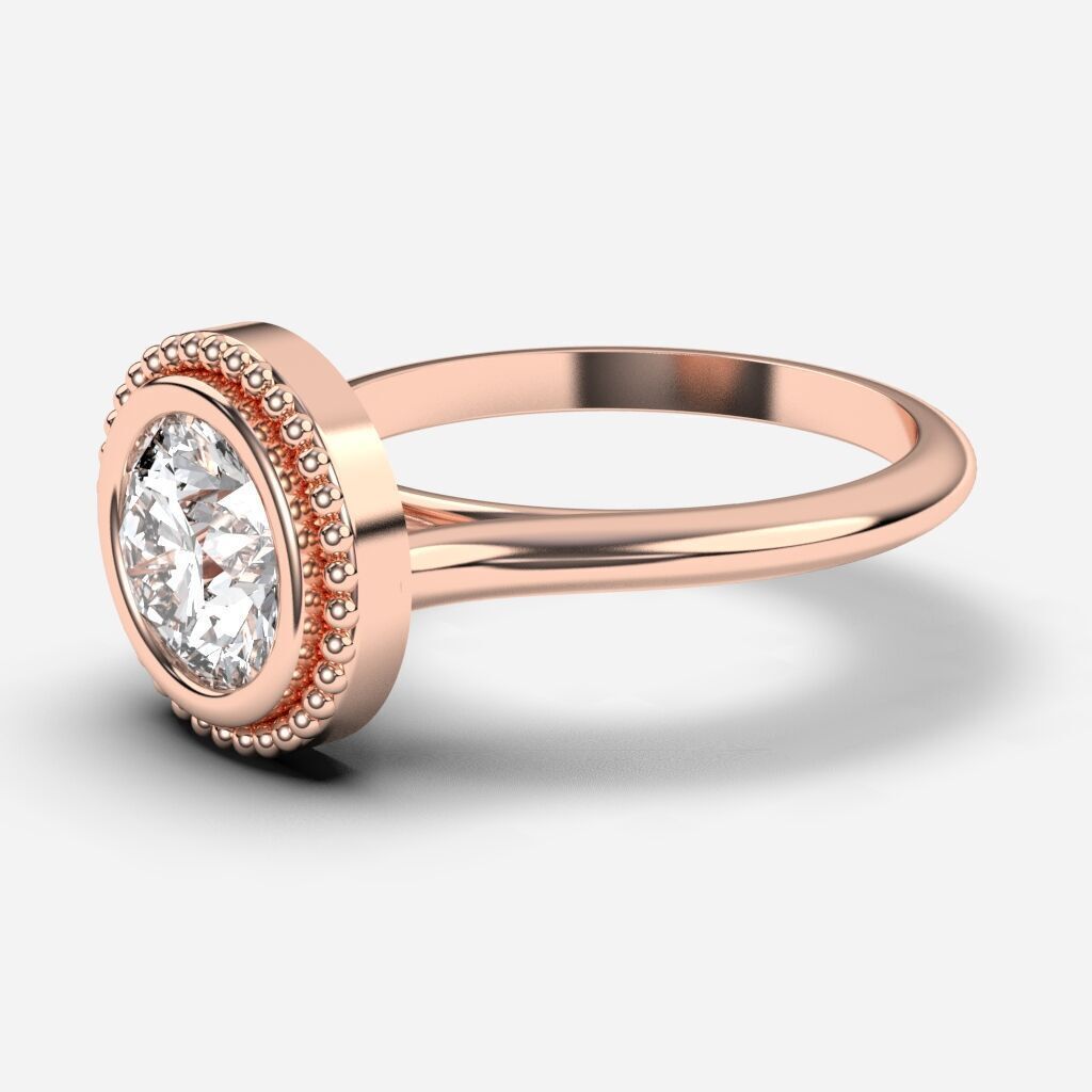 Round Diamond Bezel Setting Solitaire Diamond Ring 3D print model_5