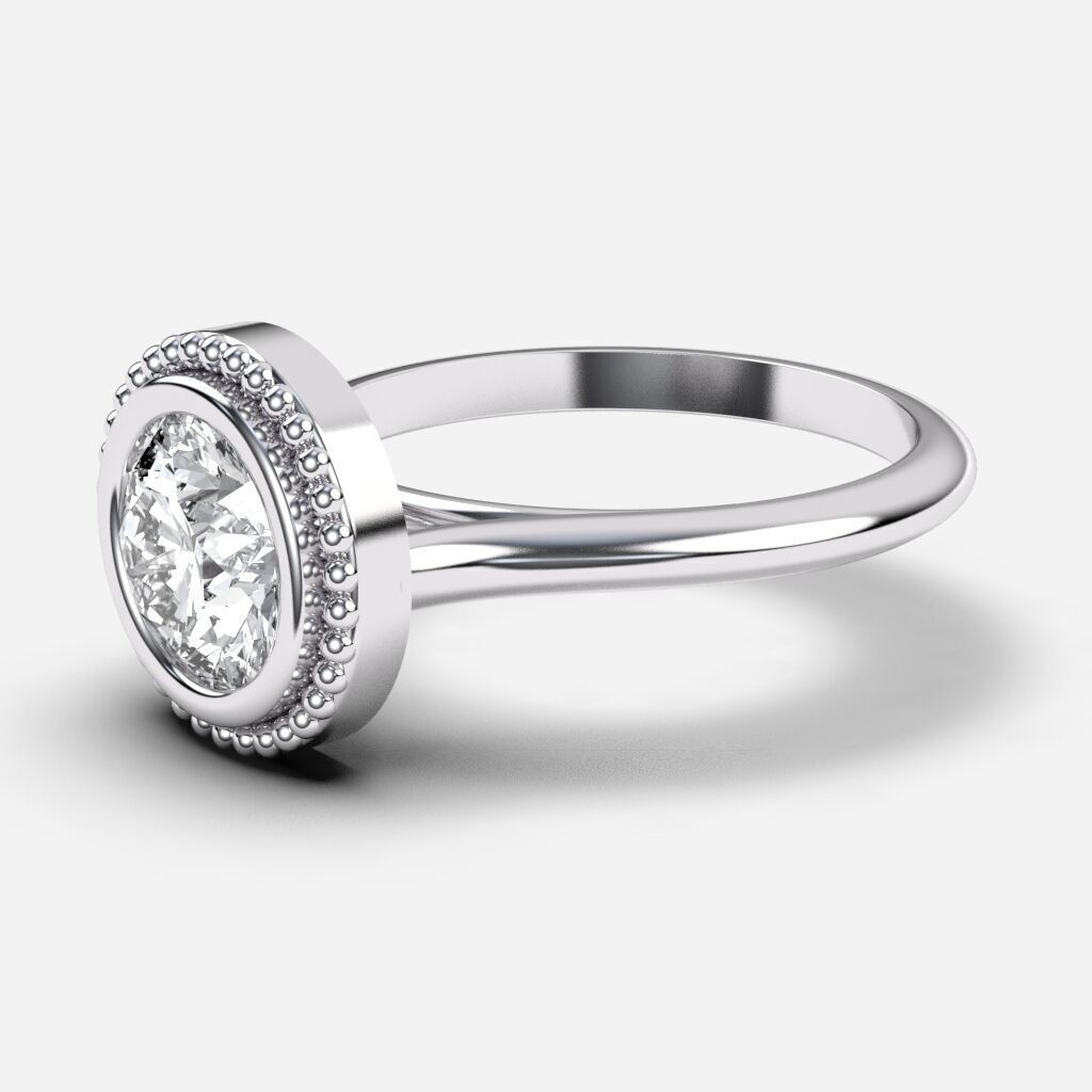 Round Diamond Bezel Setting Solitaire Diamond Ring 3D print model_9