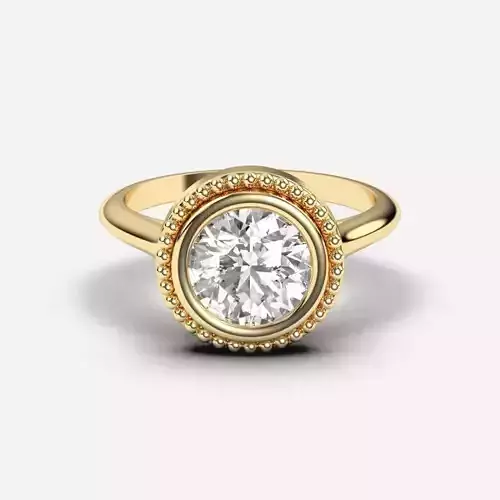 Round Diamond Bezel Setting Solitaire Diamond Ring