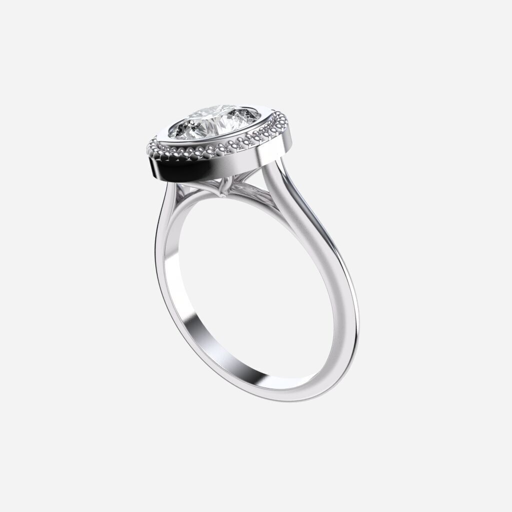 Round Diamond Bezel Setting Solitaire Diamond Ring 3D print model_11