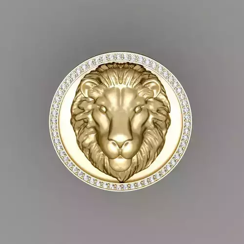 Lion face pendent with stone