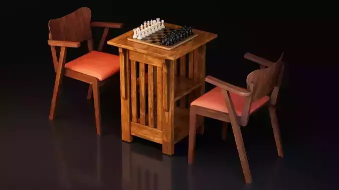 Chess Board with Chair and Table