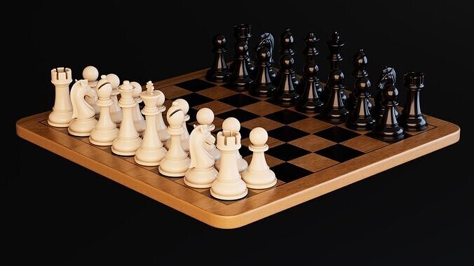 Chess Board with Chair and Table 3D model 5