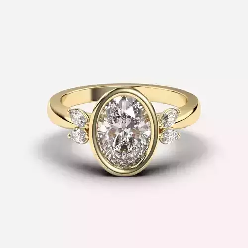 Oval Diamond Bezel Setting Solitaire Diamond Ring