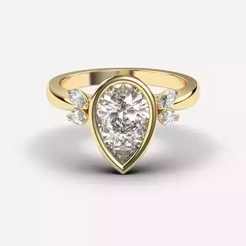 Pear Diamond Bezel Setting Solitaire Diamond Ring