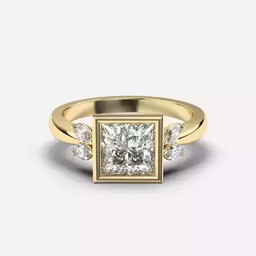 Princess Diamond Bezel Setting Solitaire Diamond Ring