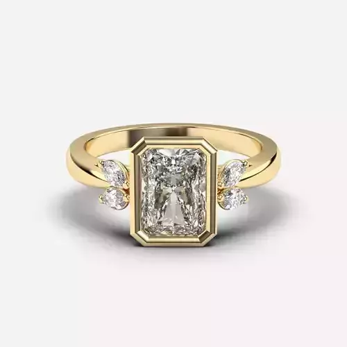 Radiant Diamond Bezel Setting Solitaire Diamond Ring