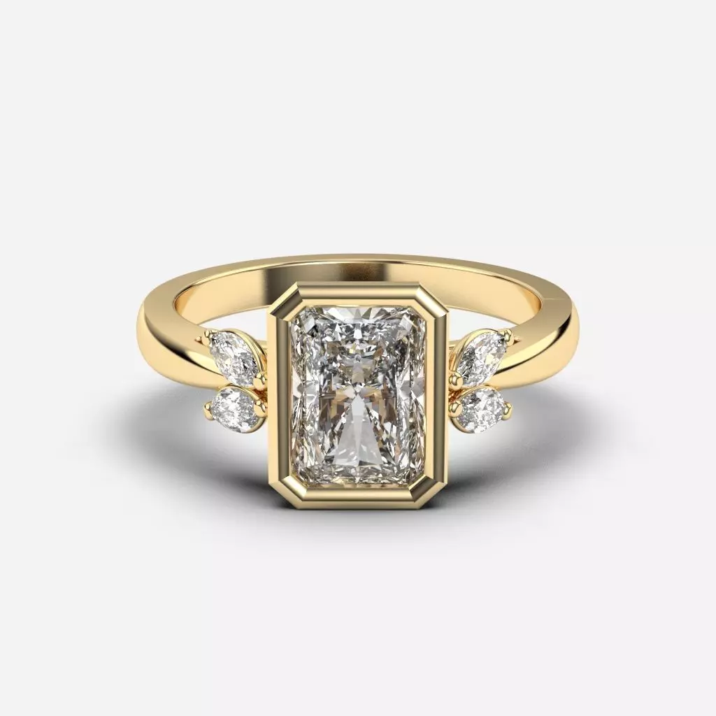 Radiant Diamond Bezel Setting Solitaire Diamond Ring 3D print model_0