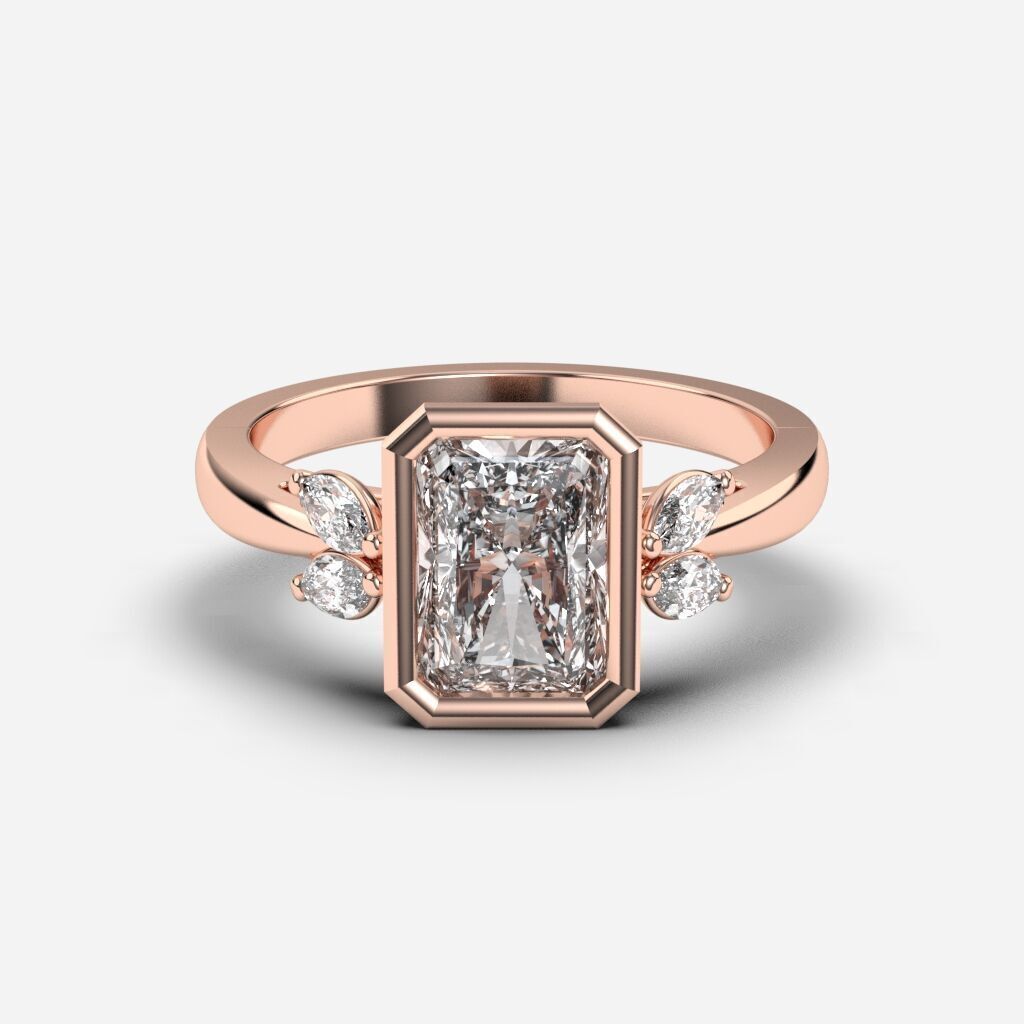 Radiant Diamond Bezel Setting Solitaire Diamond Ring 3D print model_4