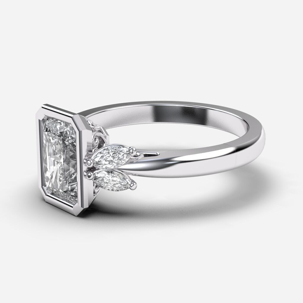 Radiant Diamond Bezel Setting Solitaire Diamond Ring 3D print model_9
