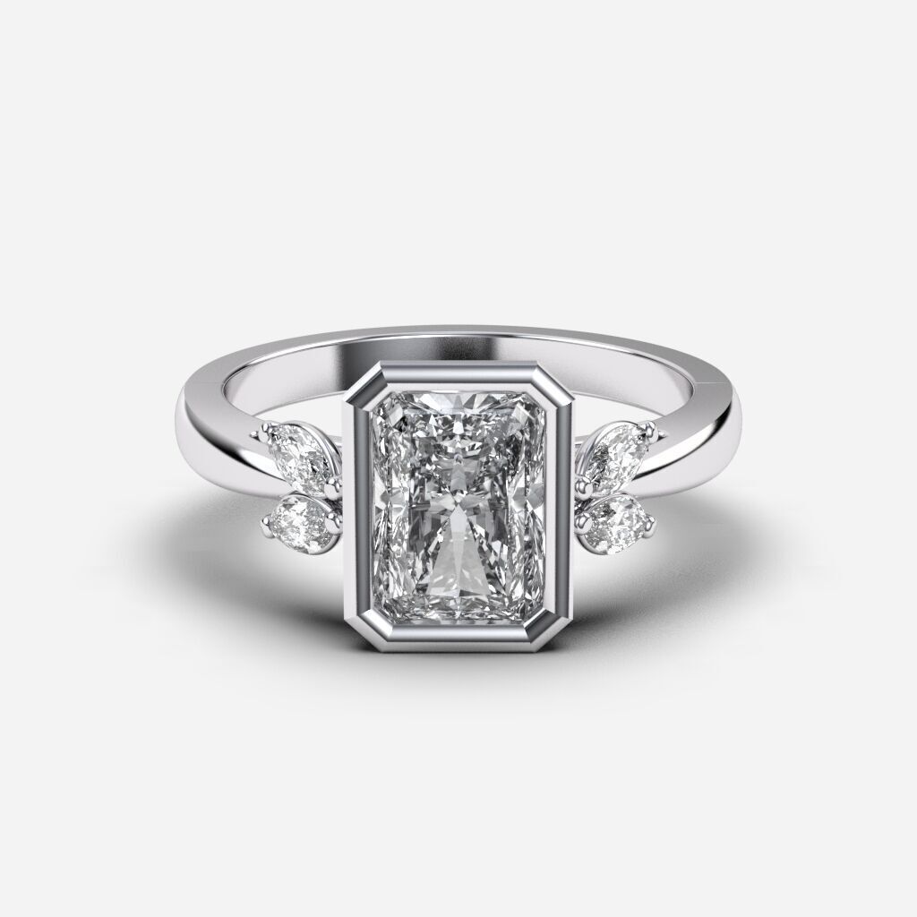Radiant Diamond Bezel Setting Solitaire Diamond Ring 3D print model_8