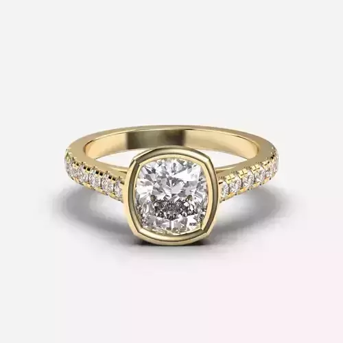 Cushion Diamond Bezel Setting Solitaire Diamond Ring