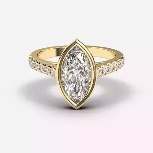Marquise Diamond Bezel Setting Solitaire Diamond Ring
