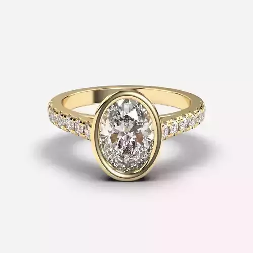 Oval Diamond Bezel Setting Solitaire Diamond Ring