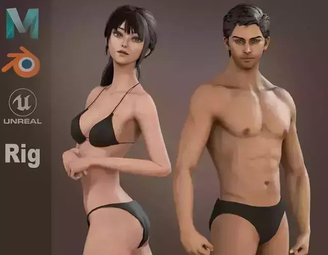 Male Female Base Rig Low-poly 3D model