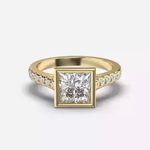 Princess Diamond Bezel Setting Solitaire Diamond Ring