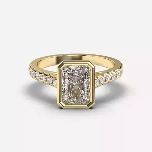 Radiant Diamond Bezel Setting Solitaire Diamond Ring