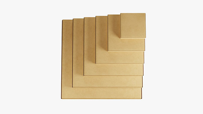 Pizza Boxes Mockup - Kraft Paper 3D Model Pack 6
