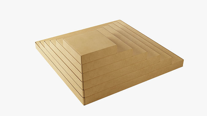 Pizza Boxes Mockup - Kraft Paper 3D Model Pack 4